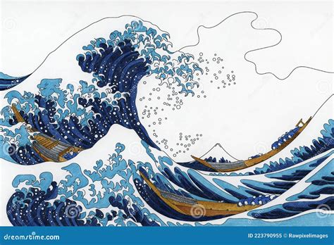 La Gran Ola de Kanagawa: ¡Un tsunami de tinta azul y pinceladas audaces!